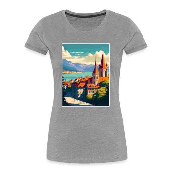 Lausanne Suisse Vintage voyage affiche WPA Art - T-shirt bio Premium Femme - bleu marine - Devant - Mia (176cm)