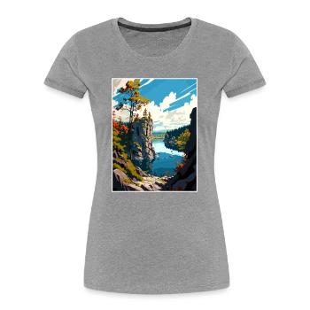Parc national d’Ojcowski Pologne Affiche de voyage - T-shirt bio Premium Femme - bleu marine - Devant - Mia (176cm)