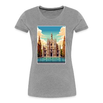 Milan Espagne Ibiza Vintage voyage affiche Souvenir - T-shirt bio Premium Femme - bleu marine - Devant - Mia (176cm)