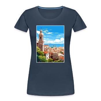 Malaga Espagne Vintage voyage affiche WPA Souvenir - T-shirt bio Premium Femme - bleu marine - Devant - Mia (176cm)