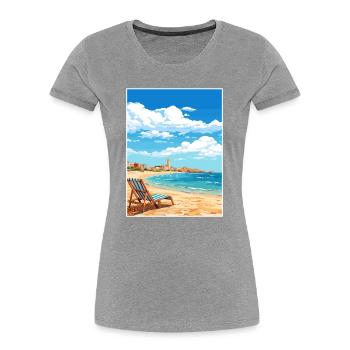 Costa De La Luz Espagne Vintage Voyage Poster WPA - T-shirt bio Premium Femme - bleu marine - Devant - Mia (176cm)