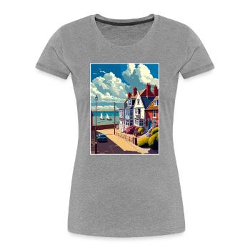 Whitstable Angleterre Kent Vintage voyage affiche WPA - T-shirt bio Premium Femme - bleu marine - Devant - Mia (176cm)