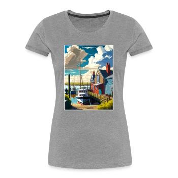 Whitstable Harbour England Vintage Reiseposter - Frauen Premium Bio T-Shirt - Navy - Vorne - Mia (176cm)