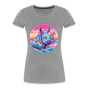 Rhino Watercolor Cartoon Kawaii Pet Animal Colorfu - Women's Premium Organic T-Shirt - navy - Front - Mia (176cm)
