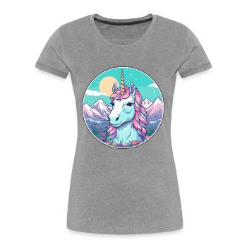 Unicorn Watercolor Cartoon Kawaii Pet Animal Color - Women's Premium Organic T-Shirt - navy - Front - Mia (176cm)