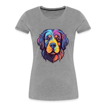 Terre-Neuve chien race aquarelle dessin animé Kawaii C - T-shirt bio Premium Femme -  - Devant - Mia (176cm)