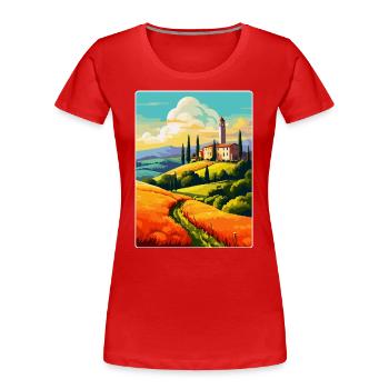 Tuscany Italy Vintage Travel Poster WPA Souvenir - Women's Premium Organic T-Shirt -  - Front - Mia (176cm)