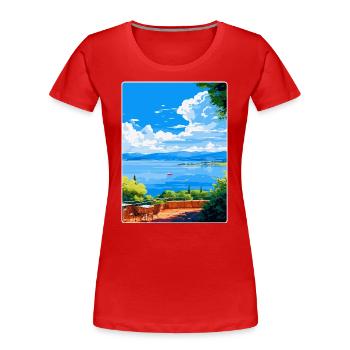 Lac de Bracciano Italie Affiche de voyage vintage WPA Art - T-shirt bio Premium Femme - bleu marine - Devant - Mia (176cm)