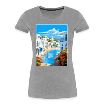 Paros Greece Vintage Travel Poster WPA Souvenir - Women's Premium Organic T-Shirt - navy - Front - Mia (176cm)