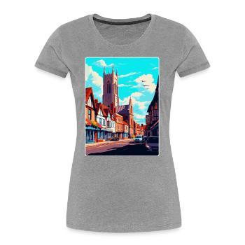 Hereford, England, Vereinigtes Königreich, Vintage, Reiseposter, Souvenir - Frauen Premium Bio T-Shirt -  - Vorne - Mia (176cm)