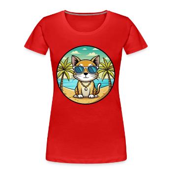 Europäische Burmakatzenrasse Cartoon Sonnenbrille Strand - Frauen Premium Bio T-Shirt -  - Vorne - Mia (176cm)