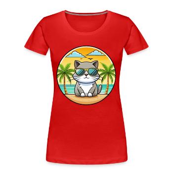 Britisch Kurzhaar Katzenrasse Cartoon Sonnenbrille Strand - Frauen Premium Bio T-Shirt -  - Vorne - Mia (176cm)