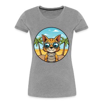 Ocicat Breed Cartoon Sonnenbrille Strand - Frauen Premium Bio T-Shirt - Navy - Vorne - Mia (176cm)