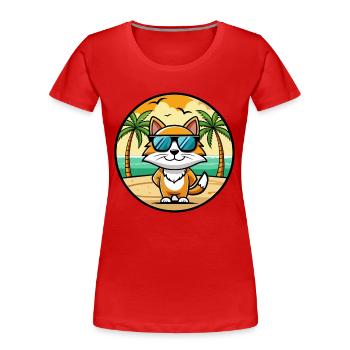 Cymric Katzenrasse Cartoon Sonnenbrille Strand - Frauen Premium Bio T-Shirt -  - Vorne - Mia (176cm)