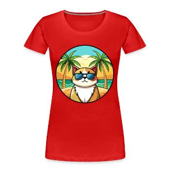 Exotische Kurzhaarkatze Rasse Cartoon Sonnenbrille Strand - Frauen Premium Bio T-Shirt -  - Vorne - Mia (176cm)