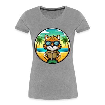 Highlander Cat Breed Cartoon Sunglasses Beach - Women's Premium Organic T-Shirt - navy - Front - Mia (176cm)
