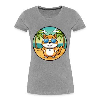 Hosico Katzenrasse Cartoon Sonnenbrille Strand - Frauen Premium Bio T-Shirt -  - Vorne - Mia (176cm)