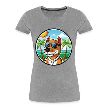Norwegischer Windhund Dunker Hunderasse Cartoon Strand - Frauen Premium Bio T-Shirt -  - Vorne - Mia (176cm)