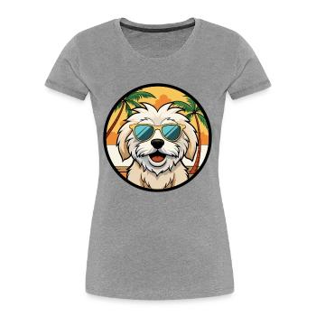 Havenese Chien Race Dessin Animé Lunettes De Soleil Plage - T-shirt bio Premium Femme - bleu marine - Devant - Mia (176cm)