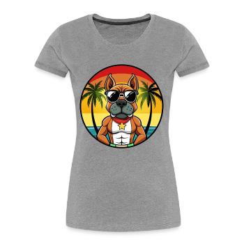 Deutscher Boxer Hund Rasse Cartoon Sonnenbrille Strand - Frauen Premium Bio T-Shirt - Navy - Vorne - Mia (176cm)