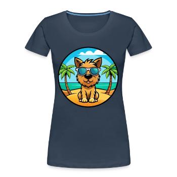 Tenterfield Terrier Hunderasse Cartoon Sonnenbrille - Frauen Premium Bio T-Shirt - Navy - Vorne - Mia (176cm)