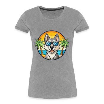 Chien d’élan suédois race dessin animé lunettes de soleil plage - T-shirt bio Premium Femme - bleu marine - Devant - Mia (176cm)