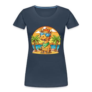 Camel Lustige Cartoon Sommer Strand Sonnenbrille - Frauen Premium Bio T-Shirt - Navy - Vorne - Mia (176cm)