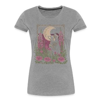 raton laveur floral lune vintage cottagecore - T-shirt bio Premium Femme - bleu marine - Devant - Mia (176cm)