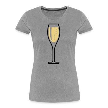 Glass Of Sparkling Wine (Oval / Closed / 2C) - Women's Premium Organic T-Shirt - navy - Front - Mia (176cm)
