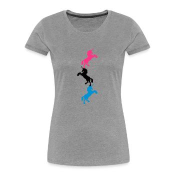 3 Einhörner Turm Muster - Frauen Premium Bio T-Shirt - Navy - Vorne - Mia (176cm)