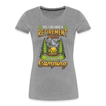 Ruhestandsplan Camping, Ruhestandscamper. - Frauen Premium Bio T-Shirt - Navy - Vorne - Mia (176cm)