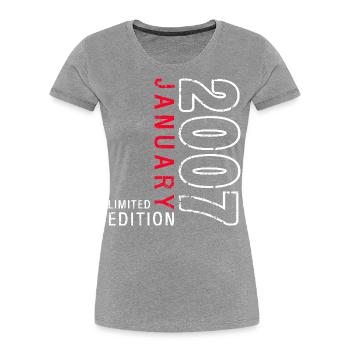 18ème anniversaire Original Janvier Millésime 2007 - T-shirt bio Premium Femme - bleu marine - Devant - Mia (176cm)