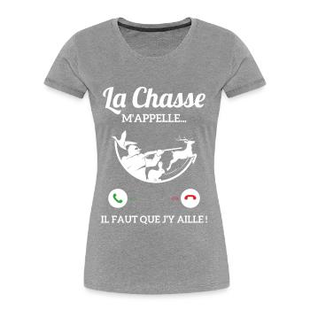 La Chasse m'appelle faut que j'y aille ! - T-shirt bio Premium Femme - bleu marine - Devant - Mia (176cm)