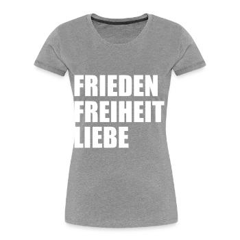 Frieden freiheit liebe - Frauen Premium Bio T-Shirt - Navy - Vorne - Mia (176cm)