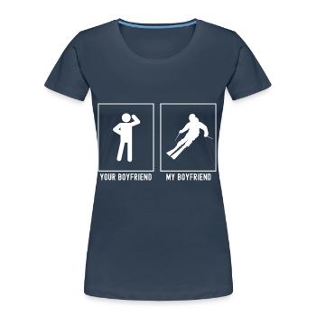 Votre ami - Mon ami - Professionnel du ski - T-shirt bio Premium Femme - bleu marine - Devant - Mia (176cm)