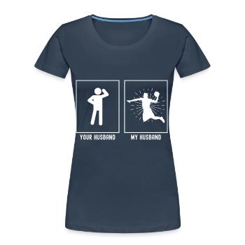 Ihr Ehemann - Mein Ehemann - Slamdunk Basketball - Frauen Premium Bio T-Shirt - Navy - Vorne - Mia (176cm)
