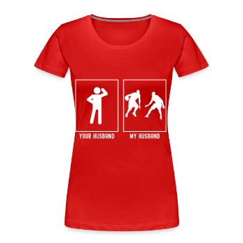 Her Husband - My Husband - Basketball Duo - Women's Premium Organic T-Shirt - navy - Front - Mia (176cm)