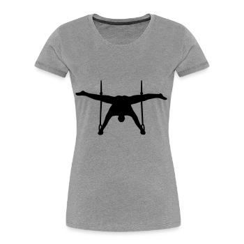 Turnen an den Ringen, dynamisch und schwarz - Frauen Premium Bio T-Shirt - Navy - Vorne - Mia (176cm)