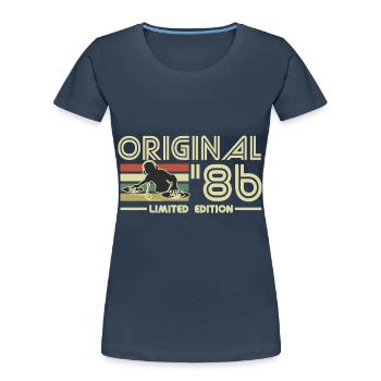 1986 - Frauen Premium Bio T-Shirt - Navy - Vorne - Mia (176cm)