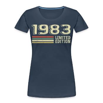 Jahrgang 1983 Geburtstag 1983 Jahrgang 1983 - Frauen Premium Bio T-Shirt - Navy - Vorne - Mia (176cm)