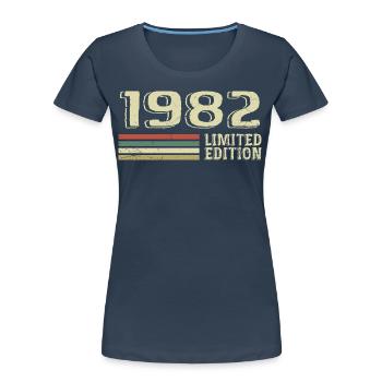Jahrgang 1982 Geburtstag 1982 Jahrgang 1982 - Frauen Premium Bio T-Shirt - Navy - Vorne - Mia (176cm)