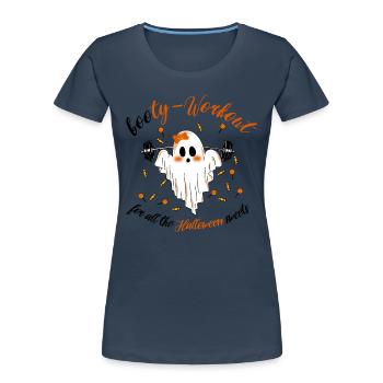 Booty Workout Drôle Halloween Fantôme pour la forme physique - T-shirt bio Premium Femme - bleu marine - Devant - Mia (176cm)