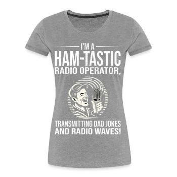 Ham-tastic Radio Operator Transmitting Dad Jokes - Women's Premium Organic T-Shirt - navy - Front - Mia (176cm)