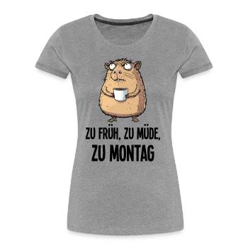 Morning Grouch Capybara Coffee Monday Gift - Women's Premium Organic T-Shirt - navy - Front - Mia (176cm)