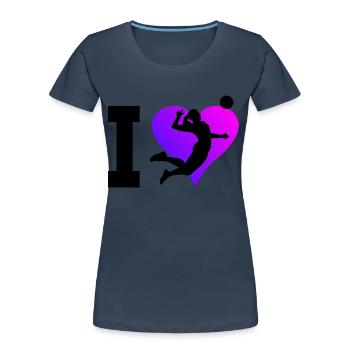 Volleyball Volleyball Volleyball féminin - T-shirt bio Premium Femme - bleu marine - Devant - Mia (176cm)