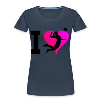 Herren Damen Volleyballer Volleyballspieler - Frauen Premium Bio T-Shirt - Navy - Vorne - Mia (176cm)