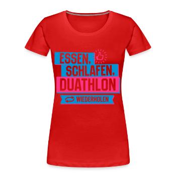 Hobby Duathlon - Frauen Premium Bio T-Shirt - Navy - Vorne - Mia (176cm)