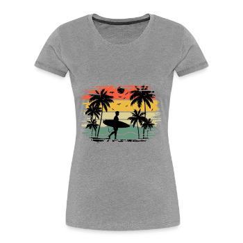 Surf retro sunset - Women's Premium Organic T-Shirt - navy - Front - Mia (176cm)