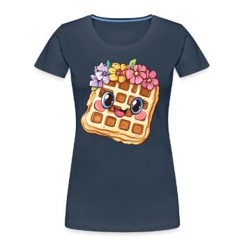 Waffle with flowers - Women's Premium Organic T-Shirt - navy - Front - Mia (176cm)
