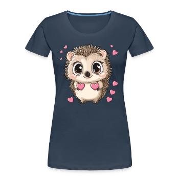 Igel mit Herzen - Frauen Premium Bio T-Shirt - Navy - Vorne - Mia (176cm)